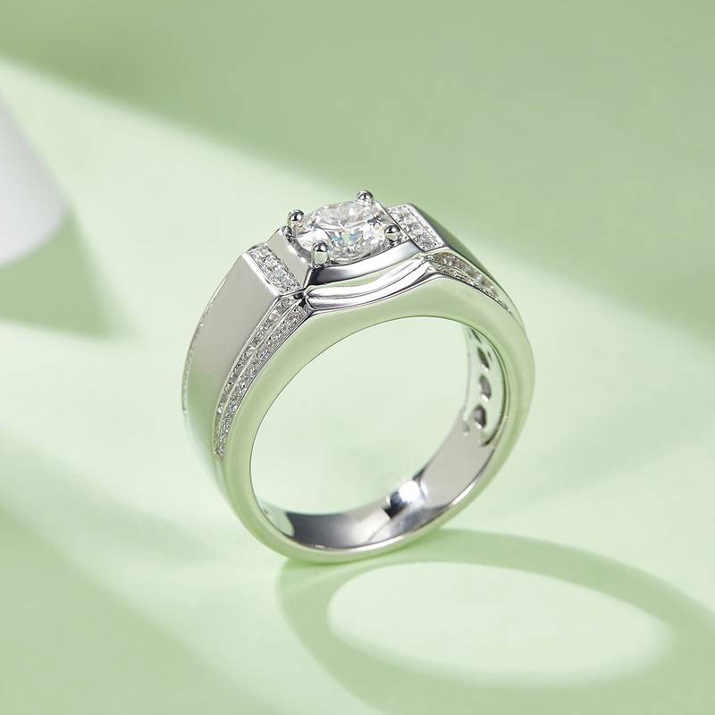 羽凡款S925银镀白金MoissaniteMen's Ring1ctD级